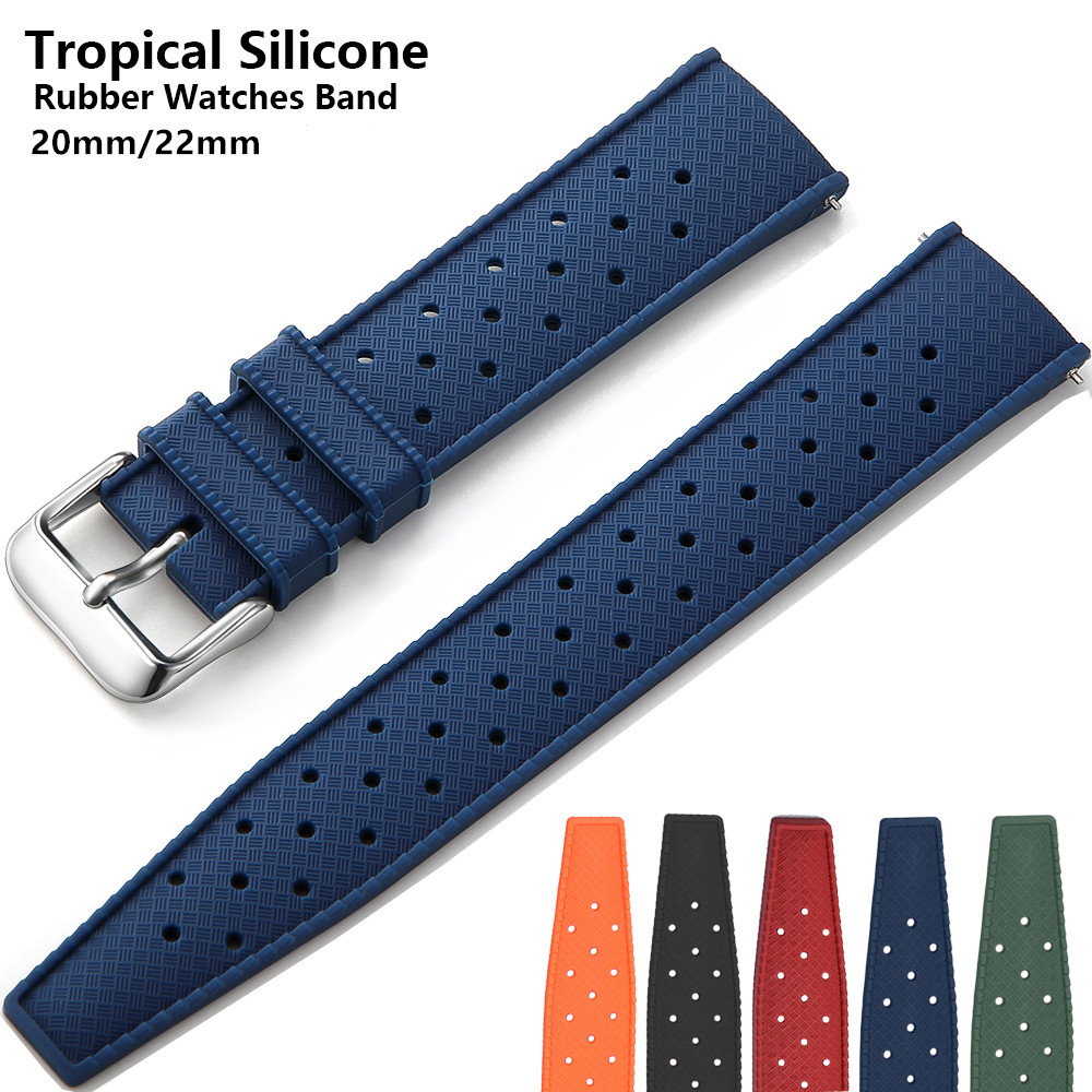 Suede Strap Watch - Faixa de borracha tropical de 20mm