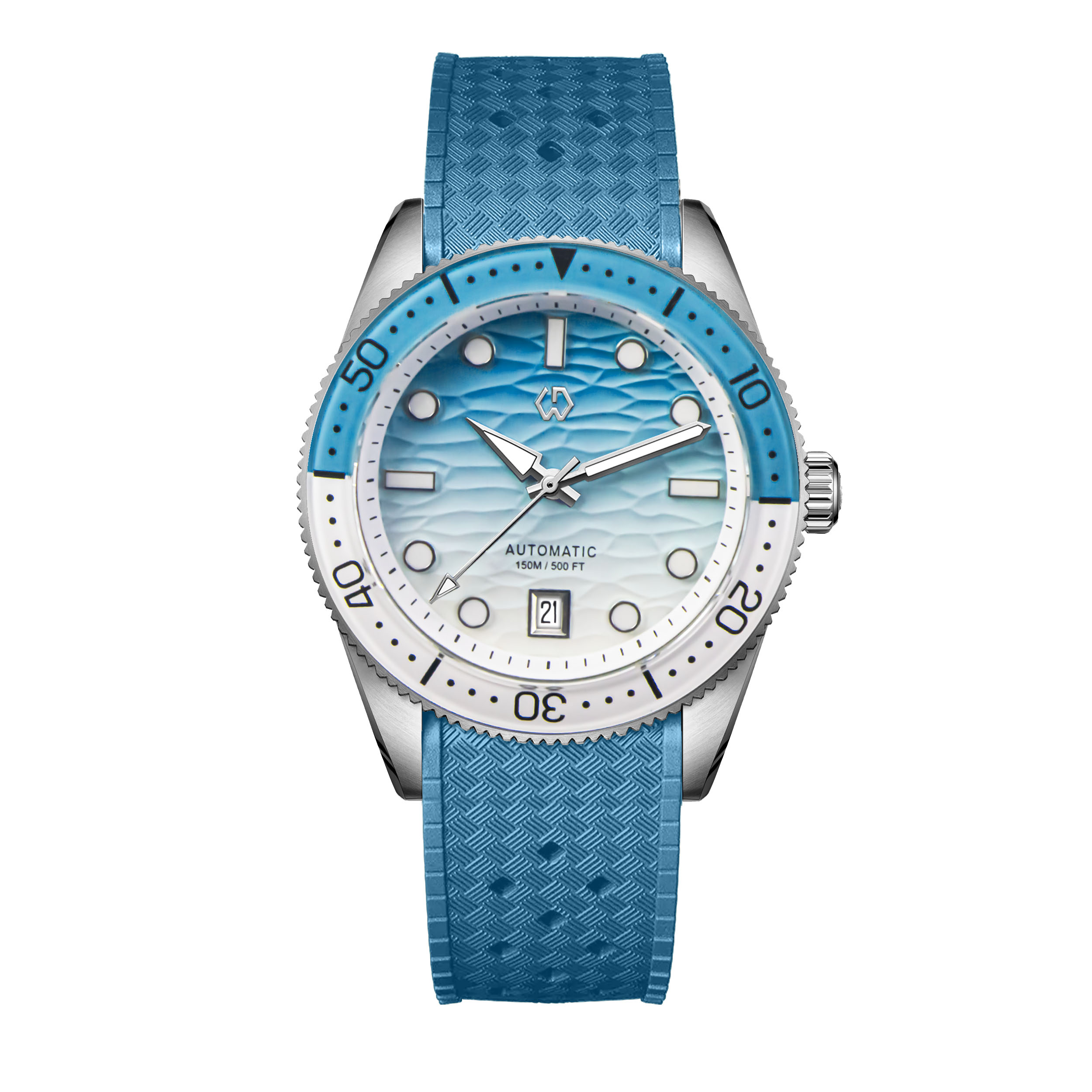 40mm mergulhador relógio textu - Rubber Strap Diver avaliação e preço